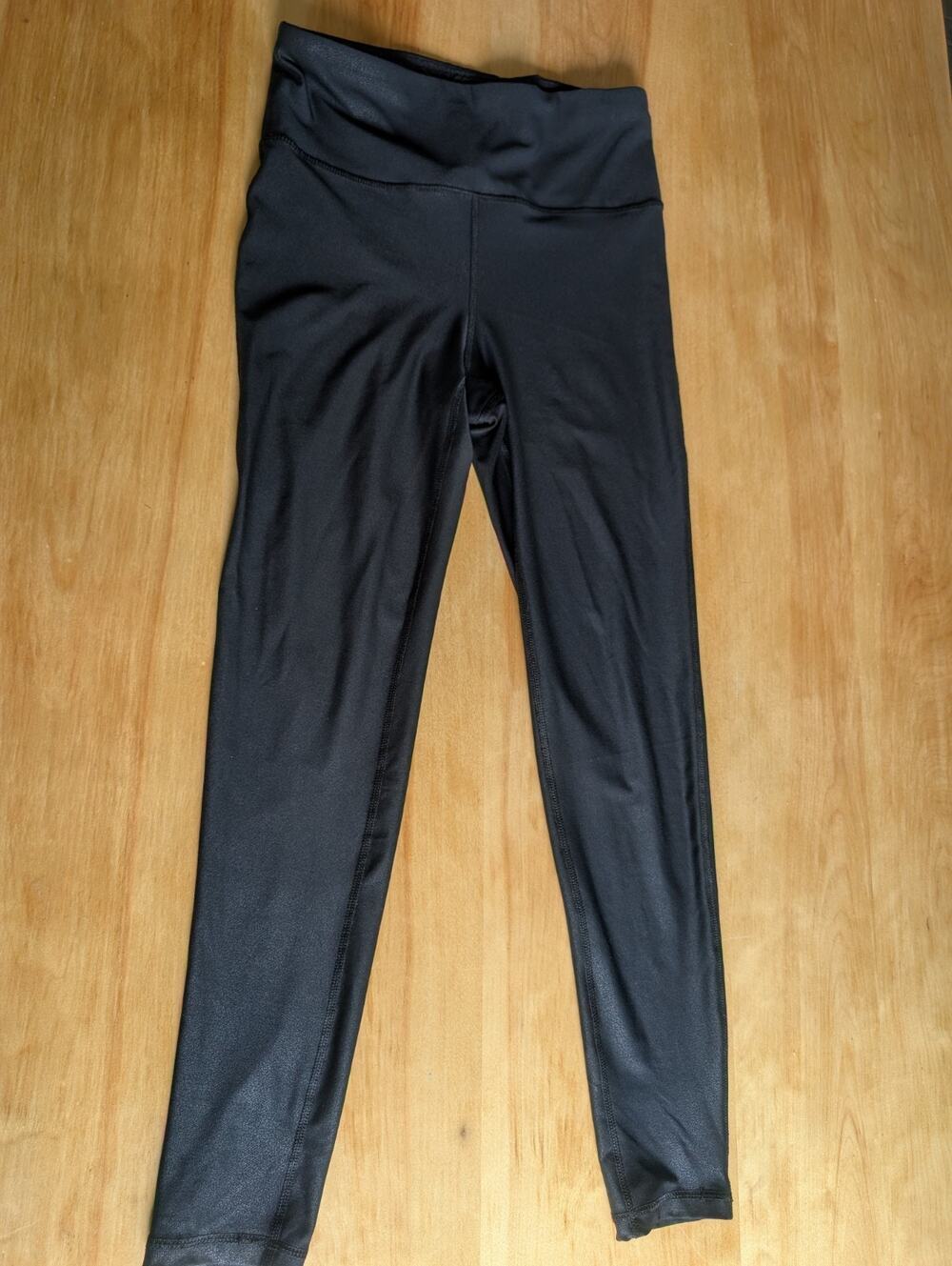 Mono B Cracked Foil High Waisted Leggings M Medium Black Metallic Shimmer